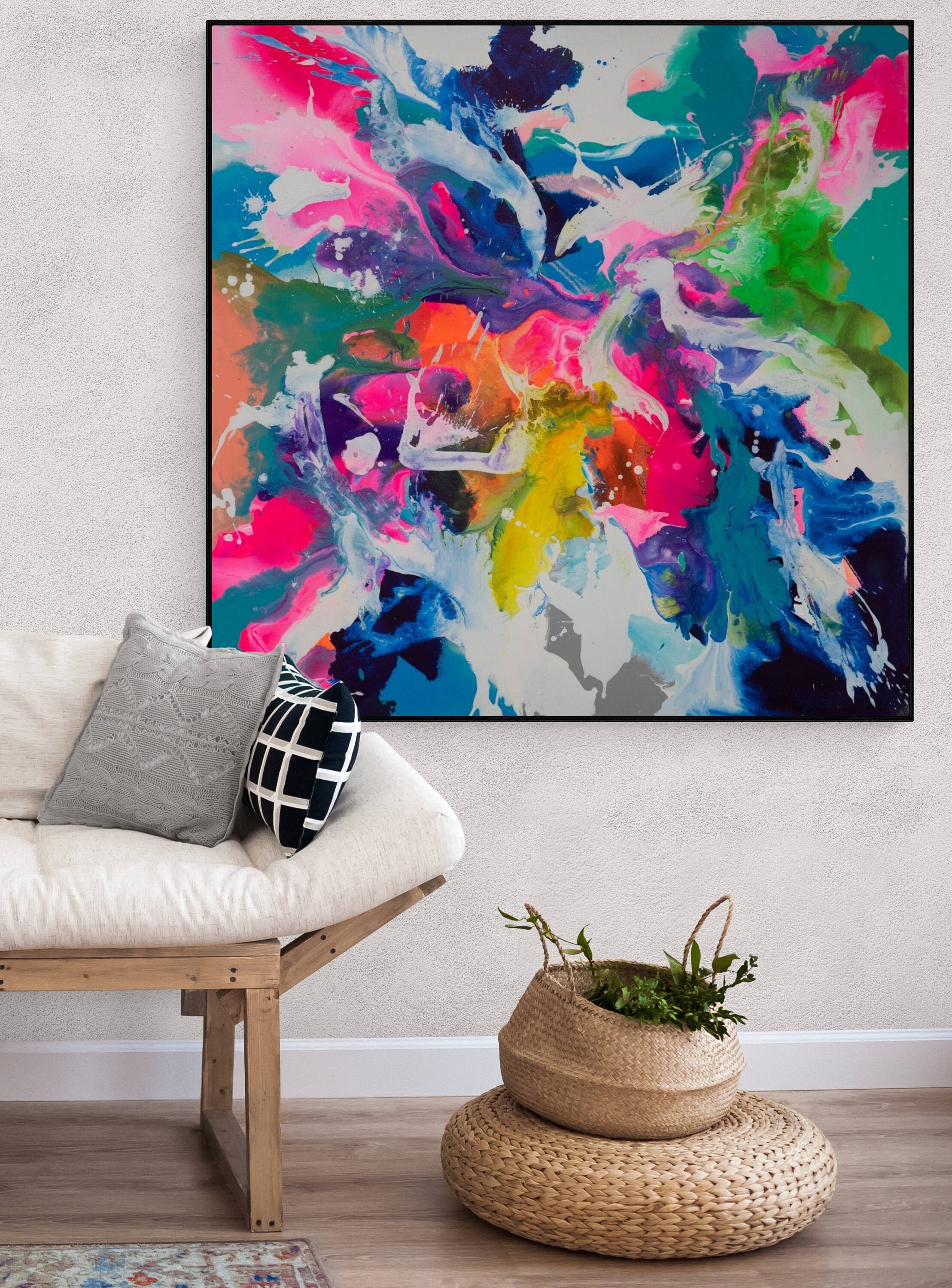 Fluro Colour Abstract Art Print Paper or Canvas Painting Etsy