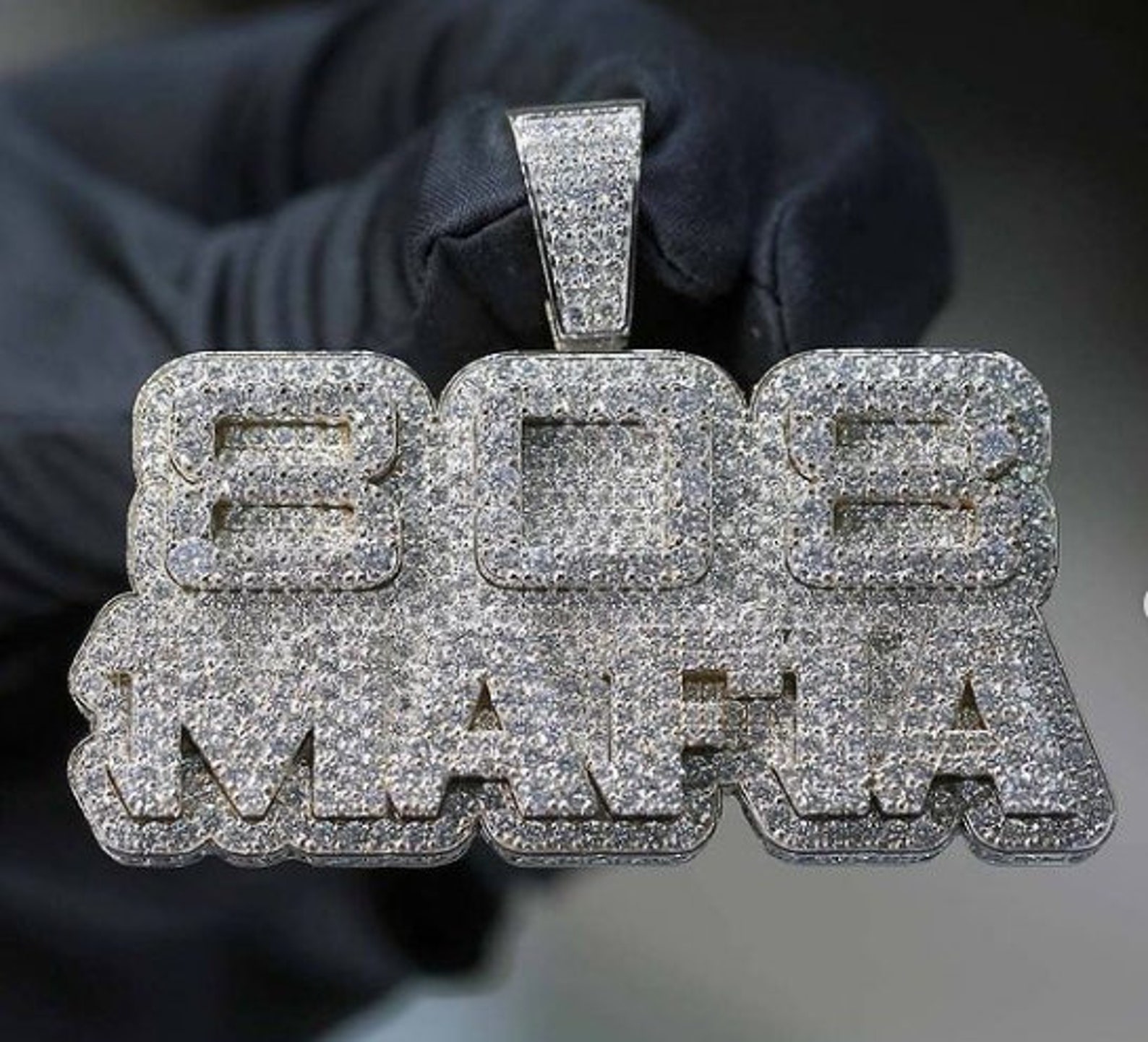 808 MAFIA Customize Name Pendant 2 CT Brilliant Round Cut Etsy