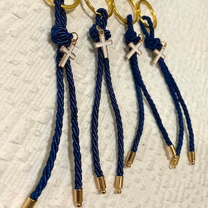 Baptism Cross Keychain (10pcs) | Christian Cross Rope Keychain | Baptism Keyring | Christian Baptism Favors | Keychain Gifts | Cross Gifts