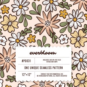 Spring Floral Seamless Patern For Commercial Use, Repeat Pattern Jpg, Boho Floral Jpg, Seamless Repeat, Pattern For Fabric