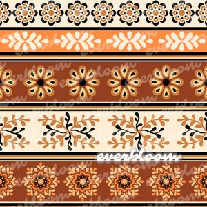 Boho Blumenstreifen nahtloses Muster für kommerzielle Nutzung, Oberflächenmuster, nahtlose Wiederholung, benutzerdefinierter Stoff, nahtlose Designdatei