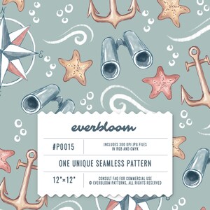 Nautical Seamless Pattern For Commercial Use, Repeat Pattern Jpg, Anchor Pattern Jpg, Pattern For Fabric, Surface Pattern