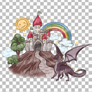 Dragon 2 Sublimation Png File For Commercial Use, Dragon Png, Castle Png, Fairytale Sublimation, Dragon Sublimation
