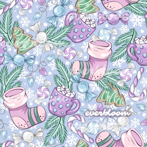 Christmas Seamless Pattern for Commercial Use, Surface Pattern, Seamless Repeat, Custom Fabric, Seamless Design File