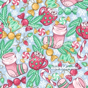 Christmas Seamless Pattern for Commercial Use, Surface Pattern, Seamless Repeat, Custom Fabric, Seamless Design File