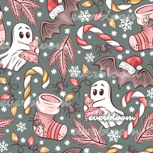 Limited Christmas Ghosts Seamless Pattern for Commercial Use, Surface Pattern, Seamless Repeat, Custom Fabric, Seamless Design File