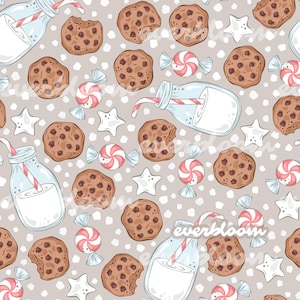 Limited Cookies and Milk Seamless Pattern for Commercial Use, Surface Pattern, Seamless Repeat, Custom Fabric, Seamless Design File