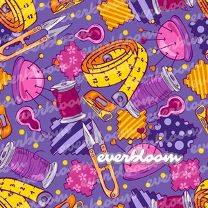 Limited Sewing 3 Seamless Pattern for Commercial Use, Surface Pattern, Seamless Repeat, Custom Fabric, Seamless Design File