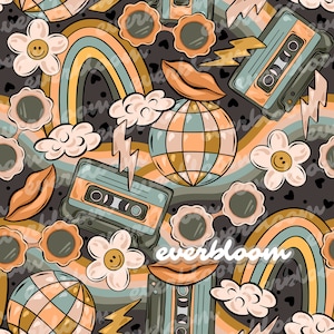 Limited Retro Vibes 1 Seamless Pattern for Commercial Use, Surface Pattern, Seamless Repeat, Custom Fabric, Seamless Design File