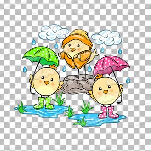 Rainy Chicks 1 Sublimation Png File For Commercial Use, Chicks Png, Umbrellas Png, Chicks Sublimation, Umbrellas Sublimation