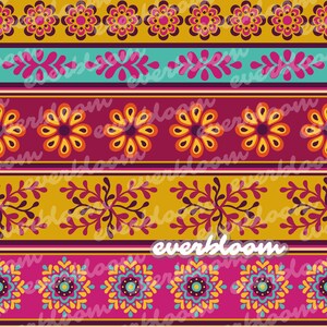 Boho Floral Streifen Nahtloses Muster für kommerzielle Nutzung, Oberflächenmuster, Seamless Repeat, benutzerdefinierte Stoff, Seamless Design Datei