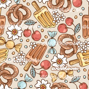 Treats Seamless Pattern For Commercial Use, Repeat Pattern Jpg, Summer Jpg, Pattern For Fabric, Surface Pattern, Seamless Design File