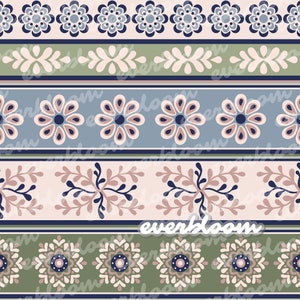 Boho Floral Streifen Nahtloses Muster für kommerzielle Nutzung, Oberflächenmuster, Seamless Repeat, benutzerdefinierte Stoff, Seamless Design Datei