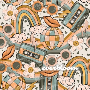 Limited Retro Vibes 2 Seamless Pattern for Commercial Use, Surface Pattern, Seamless Repeat, Custom Fabric, Seamless Design File