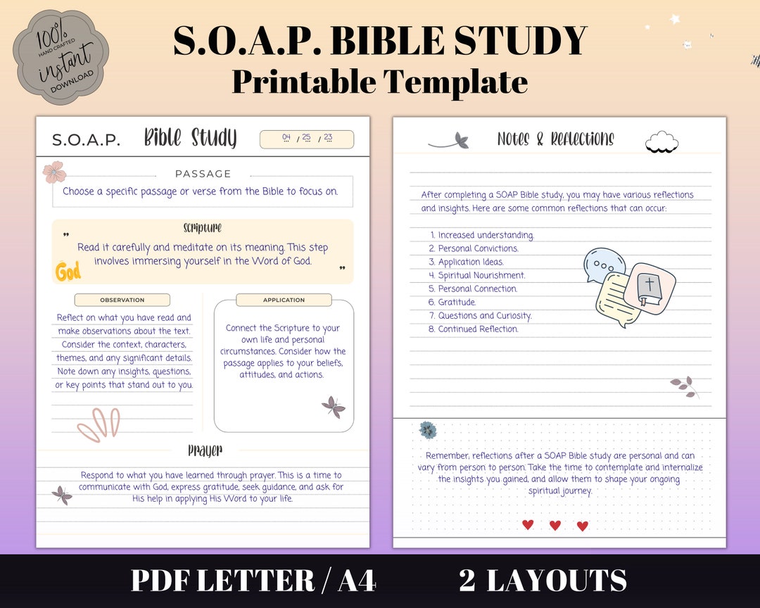 SOAP Bible Study Printable Template, Bible Study Printable, SOAP Bible