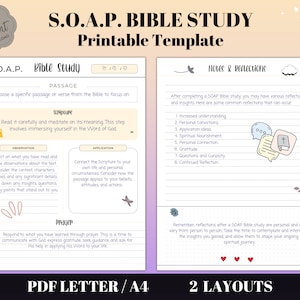 Plantilla imprimible de estudio bíblico SOAP, estudio bíblico imprimible, diario de estudio bíblico SOAP, diario devocional, diario de estudio bíblico digital