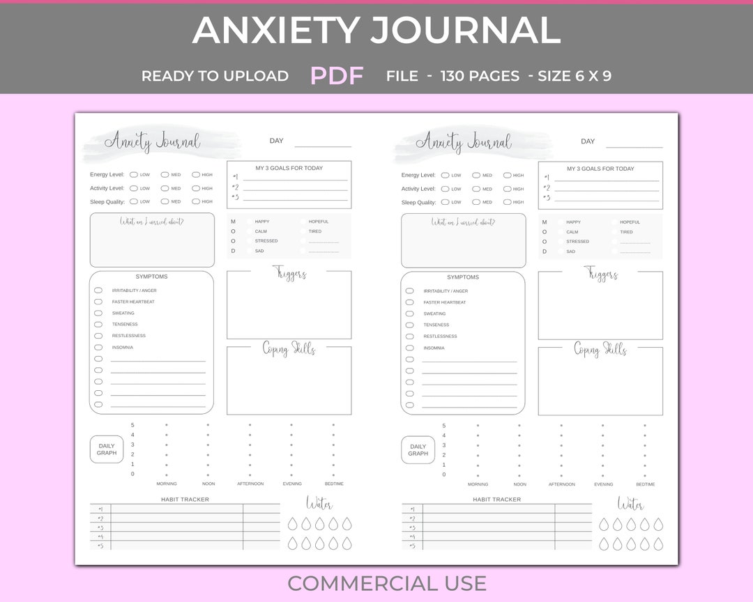 Anxiety Journal KDP Template, PDF Interior Ready to Upload, Anxiety Workbook 6x9, Commercial Use - Etsy anxiety-journal-kdp-template-pdf-interior-ready-to-upload-anxiety-workbook-6x9-commercial-use-etsy