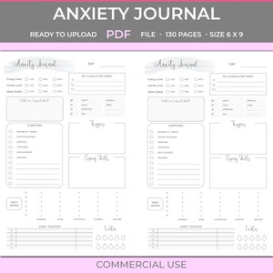 Anxiety Journal KDP Template, PDF Interior ready to upload, Anxiety Workbook 6x9, commercial use