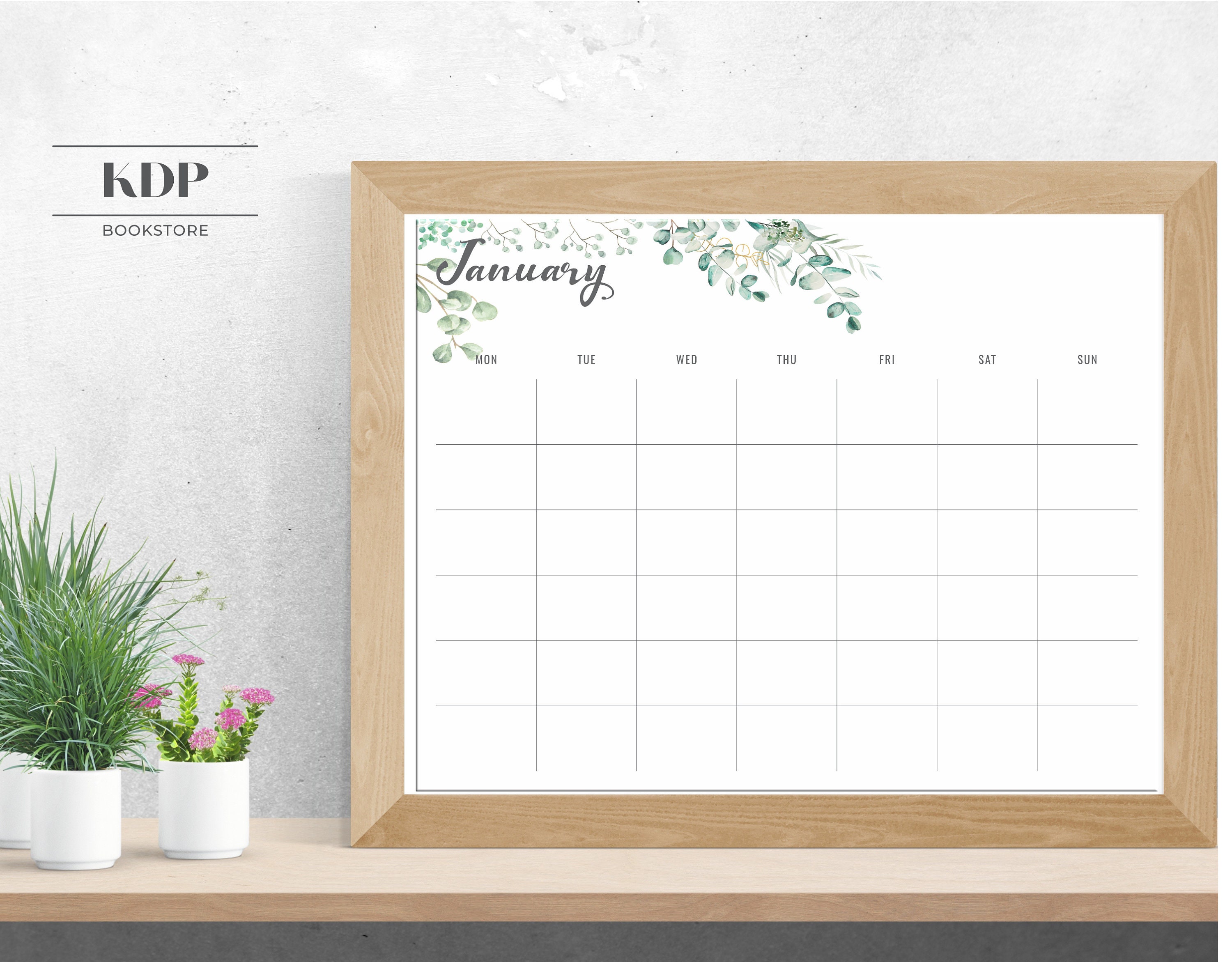 Undated Monthly Calendar, Watercolor Planner, 12 Month Calendar A4 ...