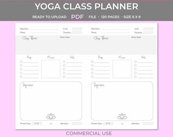 Yoga Instructor Class Planner, Personal Trainer Class Planner, KDP Interior Template, 6x9 PDF file, mandala design, commercial use