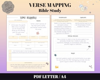 Bible Verse Mapping Printable Template, Verse Mapping Bible Study Printable, Bible Verse Journal, Digital Bible Study, Scripture Journal