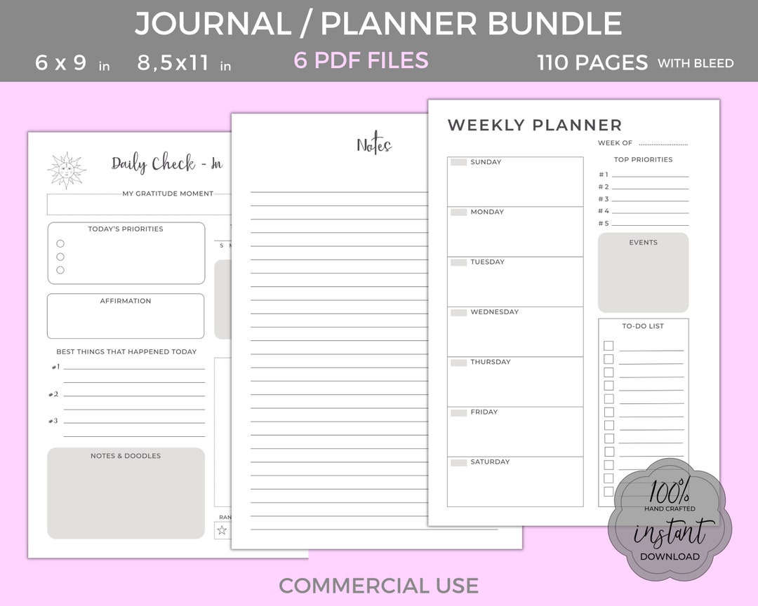Buy KDP Interior Journal Bundle 6 Files Weekly Planner Daily Online in ...