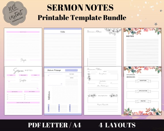 Sermon Notes Printable Template Bundle, Printable Bible Study, Digital  Sermon Notes Template, Faith Planner Printable, Bible Study Journal - Etsy