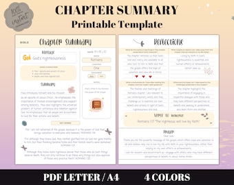 Bible Chapter Summary Printable Template, Bible Chapter Study Journal, Bible Study Printables, Digital Bible Study, Bible Book Study