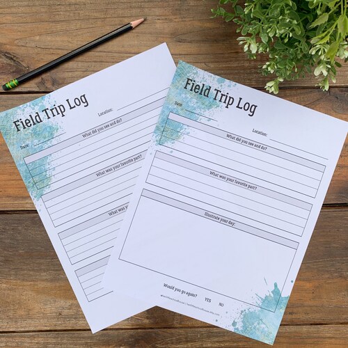 Instant download homeschool field trip log etsy