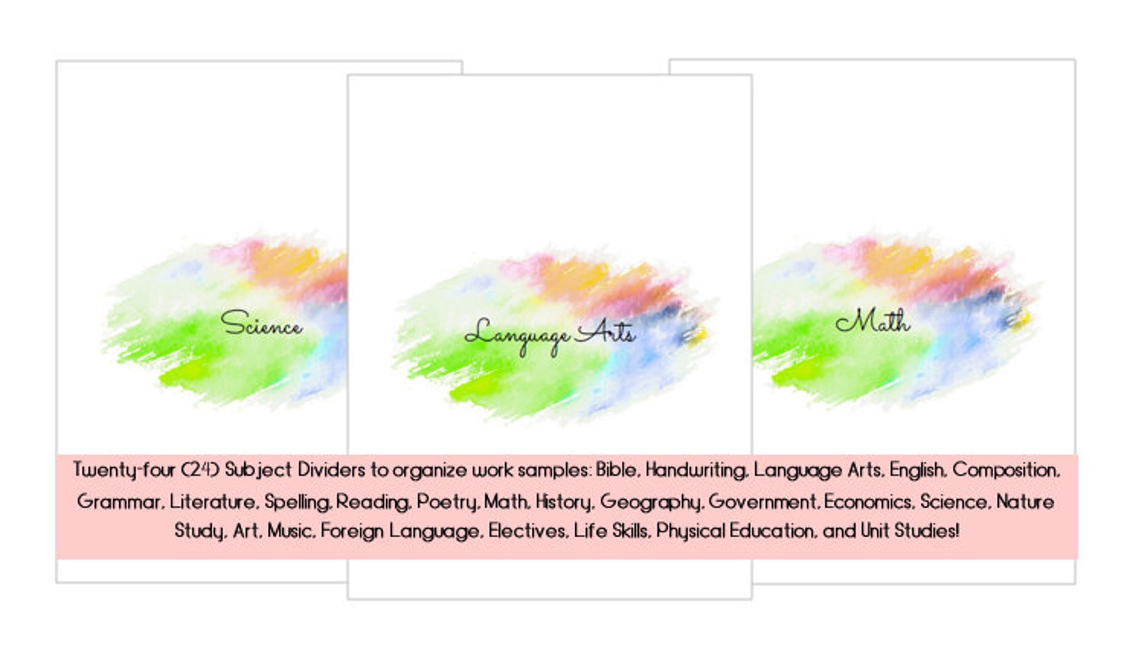 Green Watercolor Homeschool Portfolio Bundle / Homeschool - Etsy