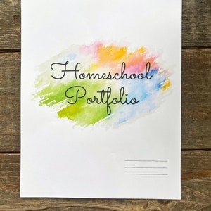 Green Watercolor Homeschool Portfolio Bundle / Homeschool Subject Dividers / Attendance Tracker / Reading Logs /Field Trip Log