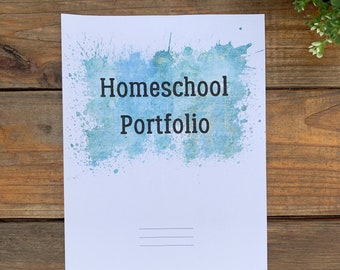 Blue Grunge Themed Homeschool Portfolio Bundle / Homeschool Subject Dividers / Attendance Tracker / Reading Logs /Field Trip Log