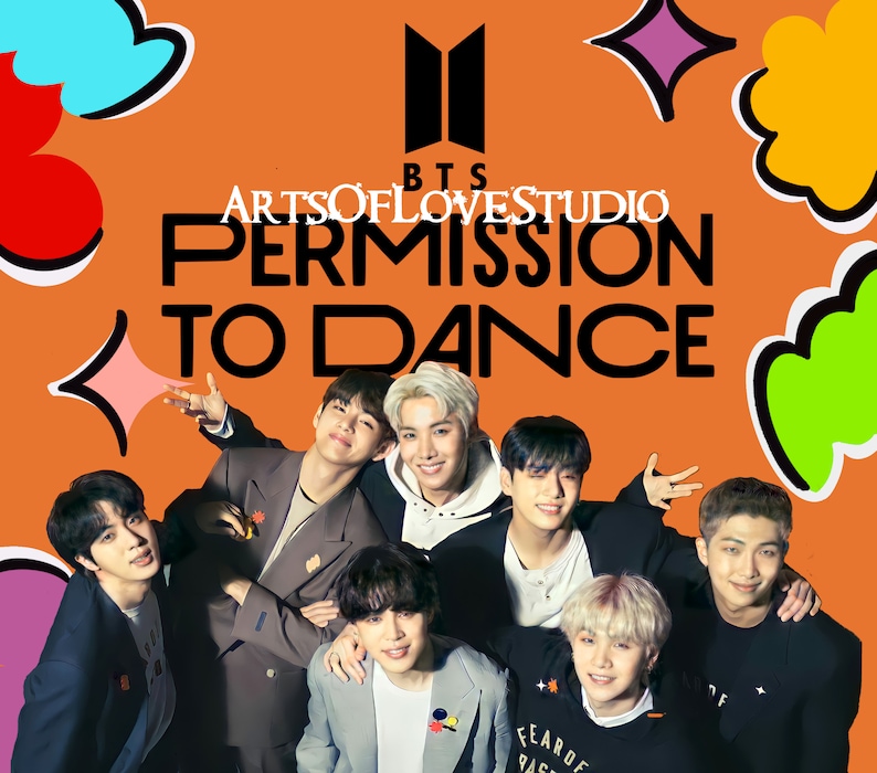 BTS Merch Permission to Dance 20oz Straight Skinny Tumbler Etsy