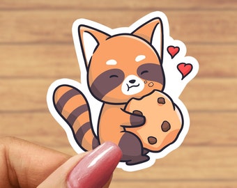 Cute Raccoon Sticker, Cookie sticker, funny stickers, animal stickers, trash panda sticker, water bottle sticker, laptop stickers