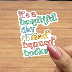 Read Banned Books sticker, book stickers, librarian gifts, book lover gift, laptop sticker, water bottle stickers, banned books club