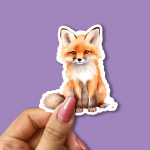Watercolor Fox sticker, Fox stickers, Cute fox sticker, animal stickers, sticker gift for friend, laptop sticker, water bottle stickers