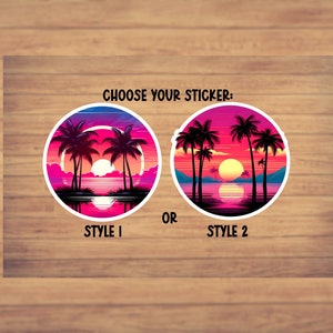 Retrowave Sticker, Sunset sticker, palm tree sticker, 1980&#39;s stickers, synthwave vaporwave stickers, laptop sticker, waterbottle sticker