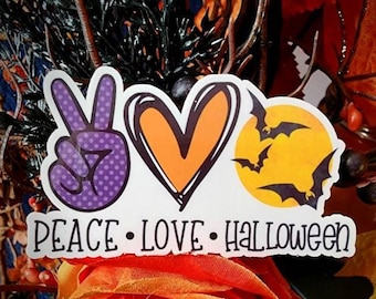 Peace Love Halloween v2 - 3" spooky vinyl sticker