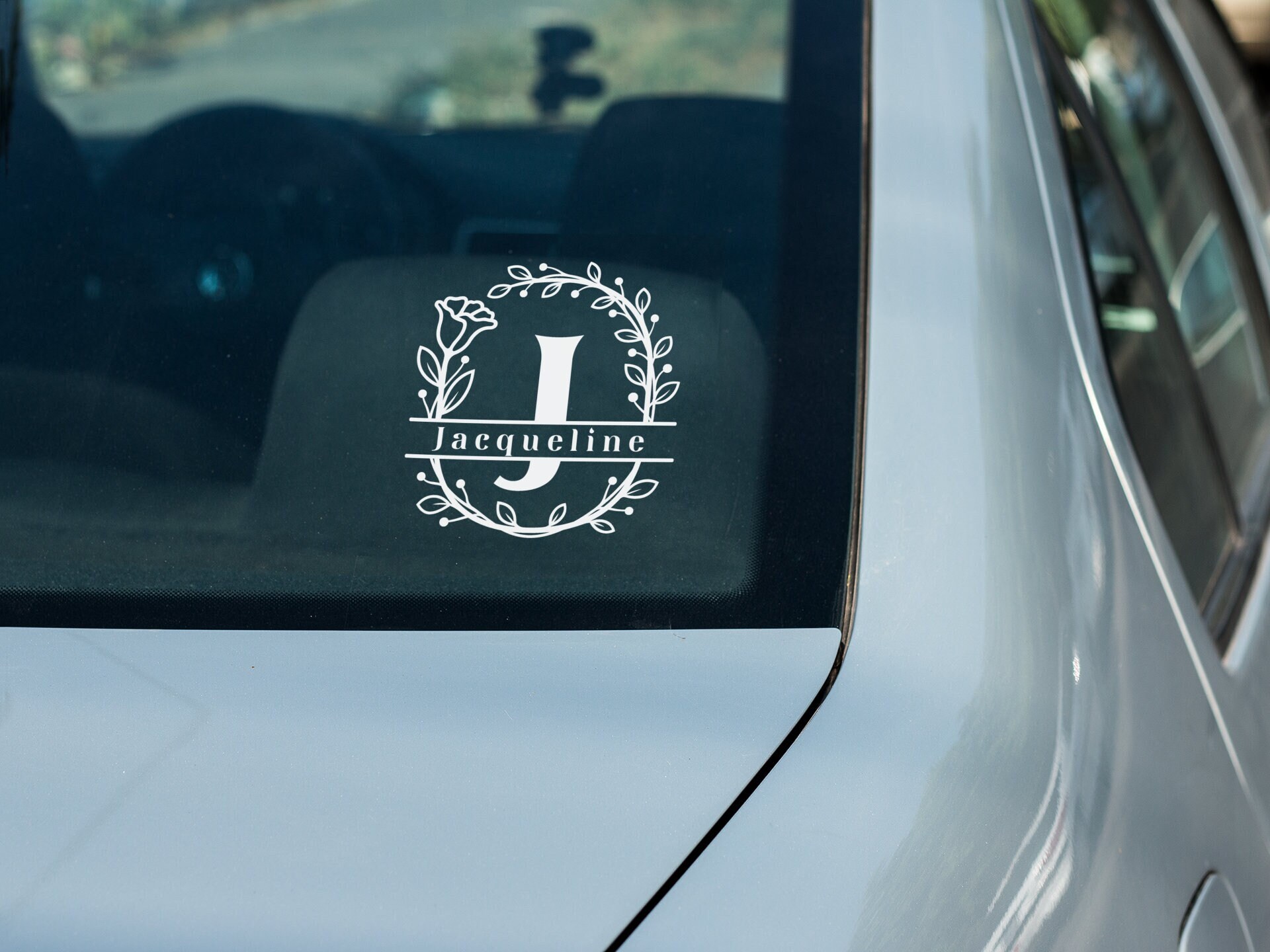 Custom Monogram Decal, Floral Monogram, Personalized Stickers, Monogram ...