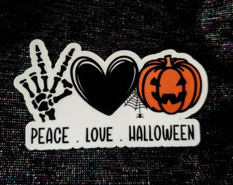 Peace Love Halloween 3" spooky vinyl sticker