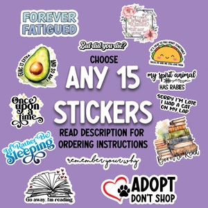 Any 15 Stickers, sticker pack, sticker bundles, build your own bundle, laptop stickers, vsco stickers, water bottle stickers,