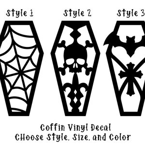 Coffin Decal for Halloween, Halloween Decor, Crafting supplies,  Spooky Season, laptop decals, car vinyl decals, Gothic decals, Gothic decor
