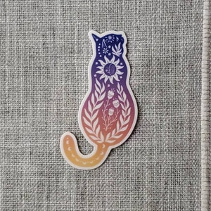 Boho Cat Sticker, mystical sticker, animal stickers, cat mom gift, gift for cat lover, cat gifts,  laptop stickers, water bottle sticker