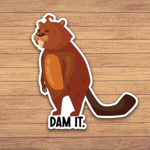 Dam It sticker, beaver sticker, funny stickers for laptop, water bottle sticker, sarcastic sticker, gifts for friends, funny animal gifts