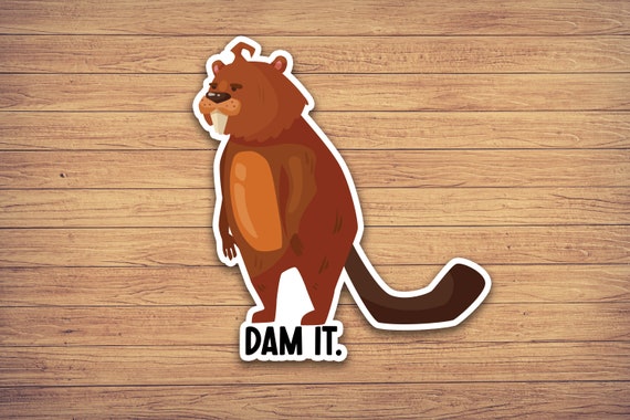 Dam It sticker, beaver sticker, funny stickers for laptop, water bottle sticker, sarcastic sticker, gifts for friends, funny animal gifts