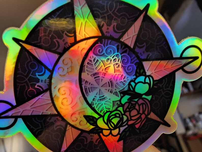 Celestial Sun and Moon 3" Holographic Vinyl Sticker - Etsy