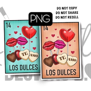 Los Dulces, San Valentin, Valentines, fichier PNG, carte Lotteria, téléchargement numérique uniquement