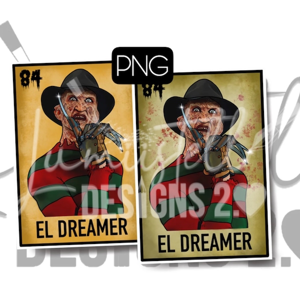 Freddy Krueger, El Dreamer, PNG File, Loteria Card, Digital Download Only