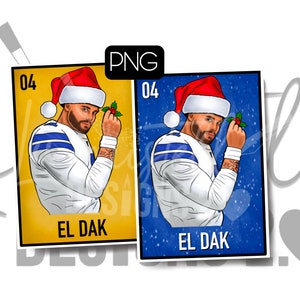 Original Design, Dak Prescott, El Dak, El Vaquero, Christmas, PNG File, Loteria Card, Digital Download Only