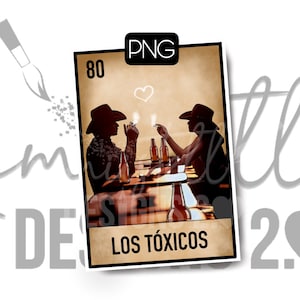 Original design, Bud and Sissy, Urban Cowboy, PNG File, Loteria Card, Digital Download Only